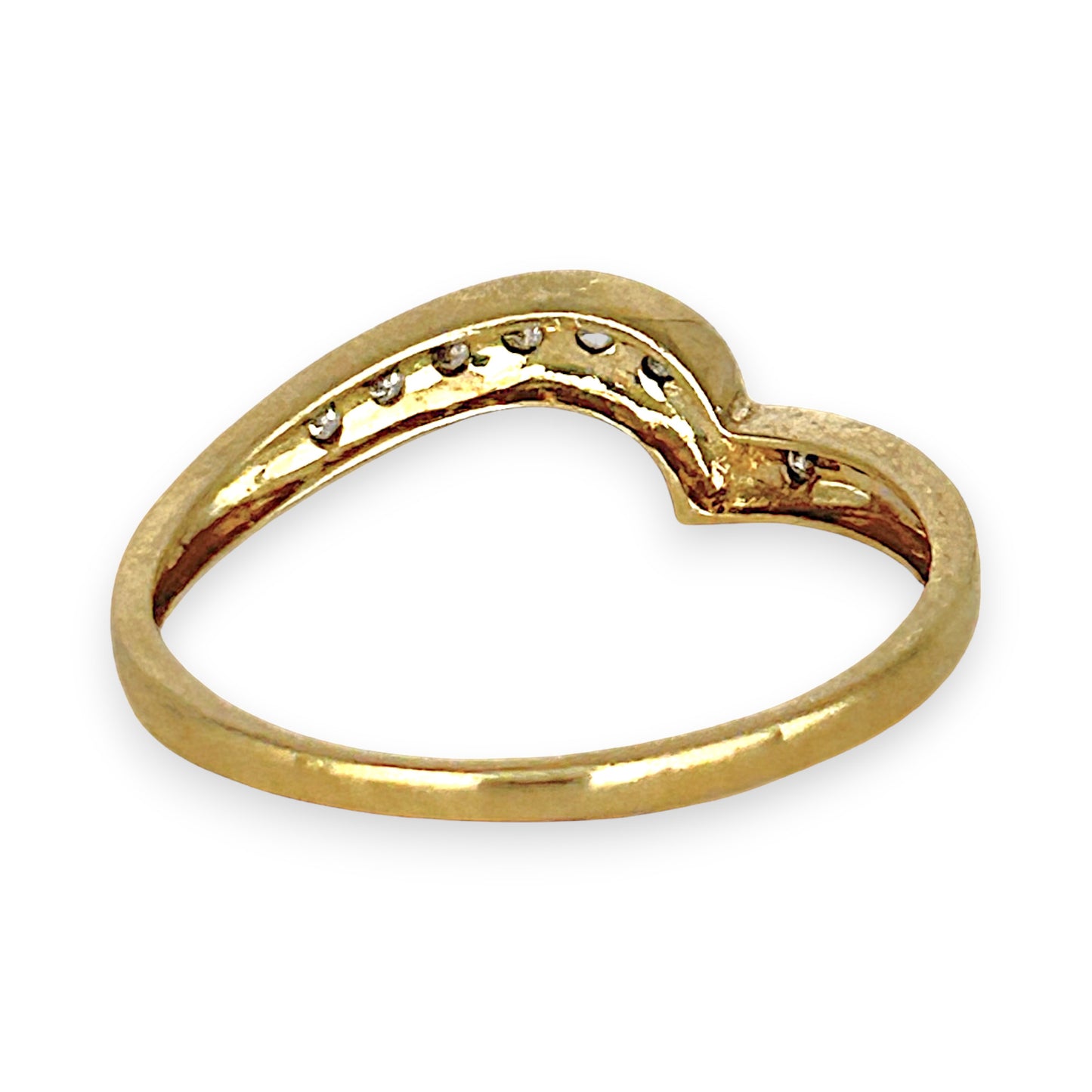 GOLD DEAL | 9ct (9K) Gold Curved Elegance Diamond Ring Size M