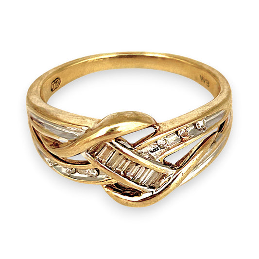 GOLD DEAL | 9ct (9K) Y/W Gold Eternal Harmony Diamond Weave Ring Size P