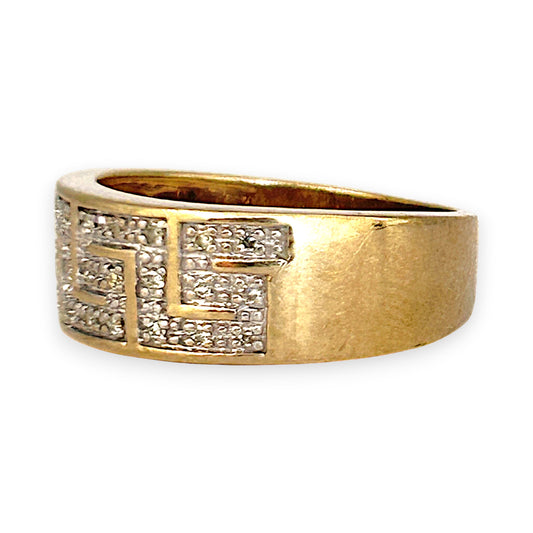 GOLD DEAL | 9K (9ct) Gold Greek Key Style Diamond Refurbished Ring Valuation $1,850