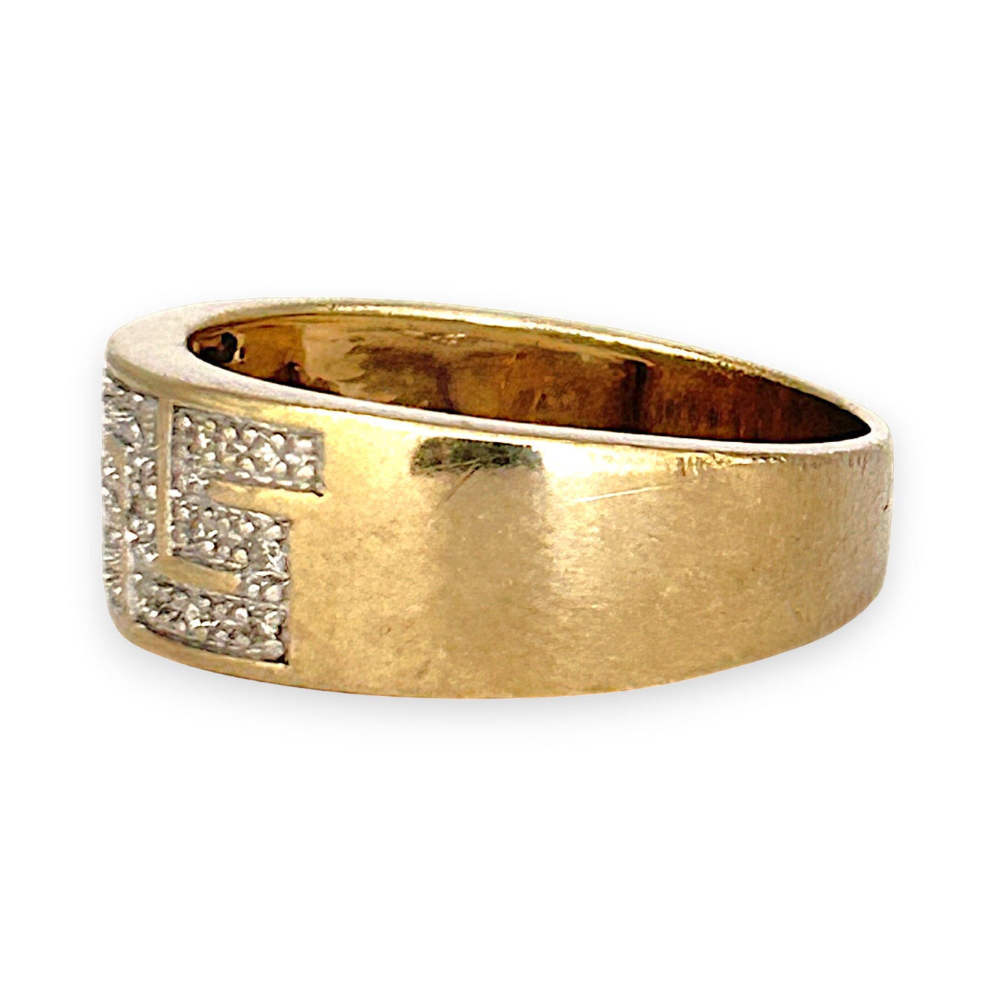 GOLD DEAL | 9K (9ct) Gold Greek Key Style Diamond Refurbished Ring Valuation $1,850