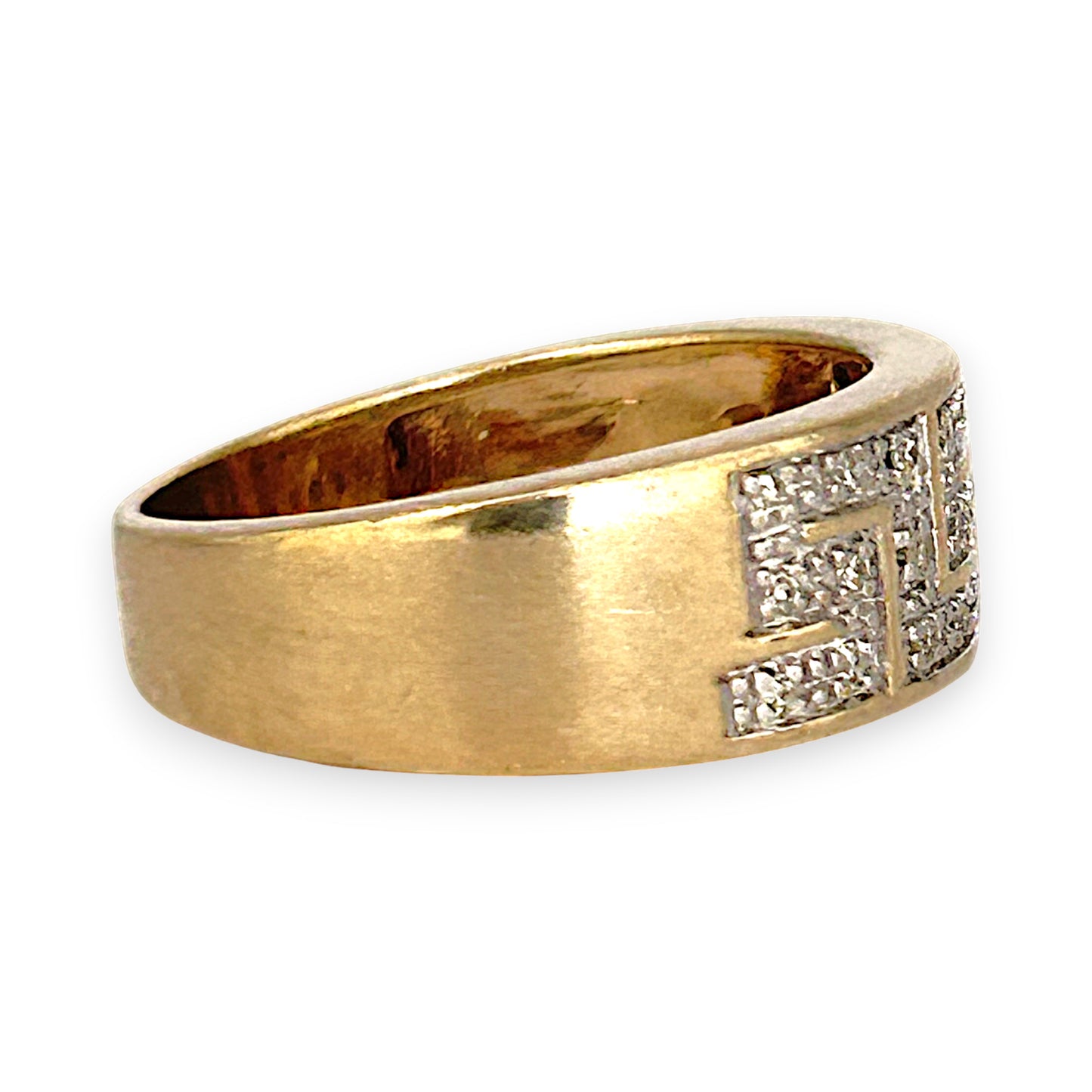 GOLD DEAL | 9K (9ct) Gold Greek Key Style Diamond Refurbished Ring Valuation $1,850