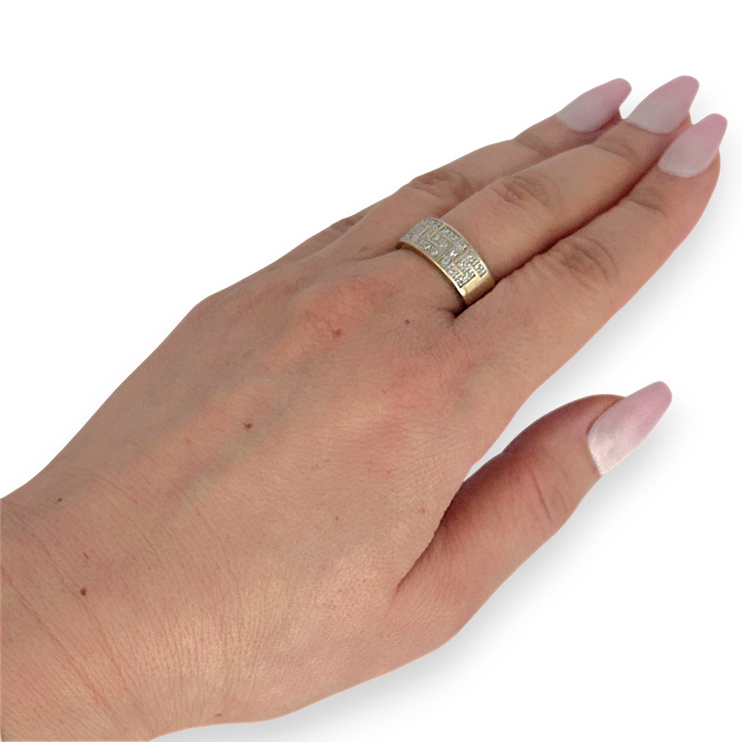 GOLD DEAL | 9K (9ct) Gold Greek Key Style Diamond Refurbished Ring Valuation $1,850