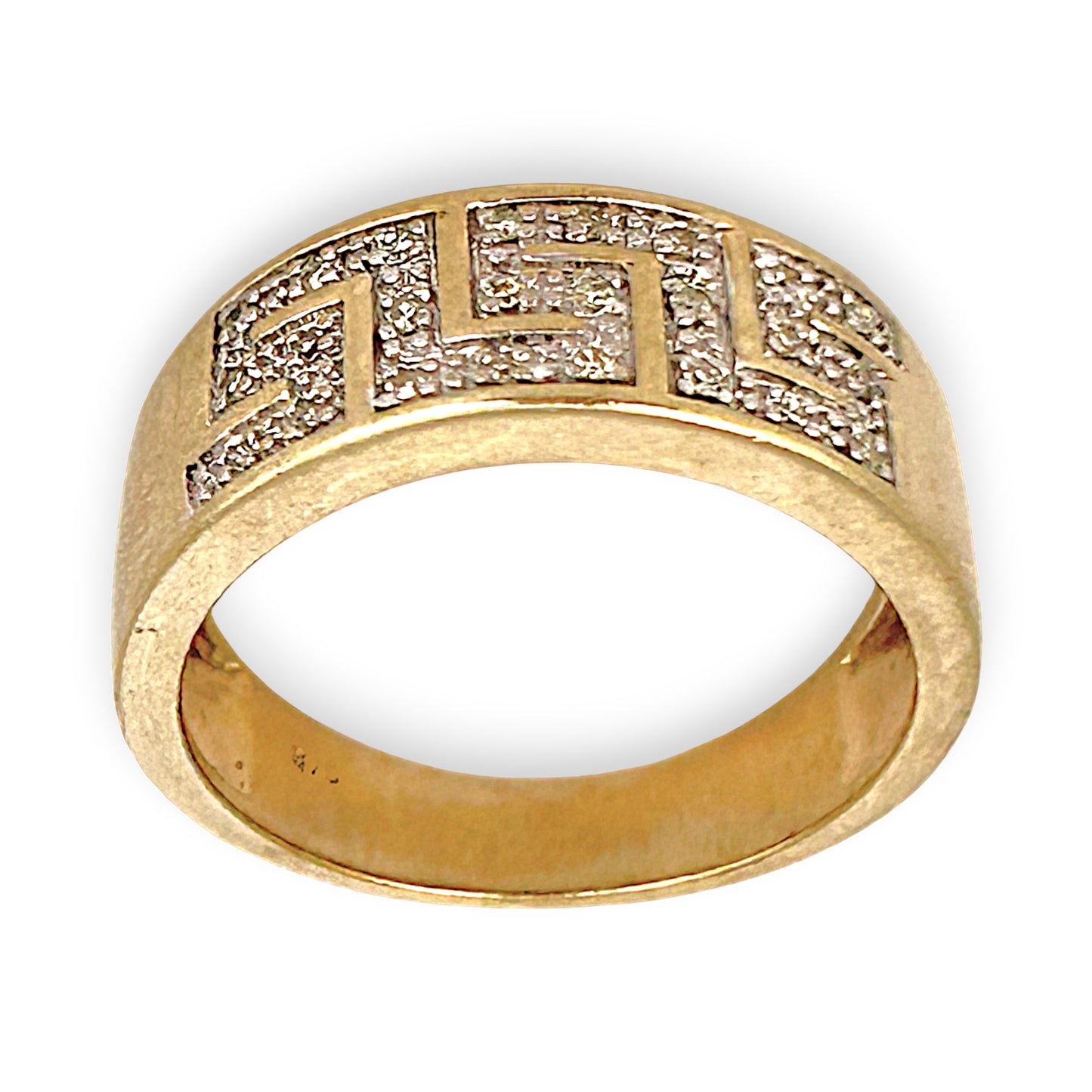 GOLD DEAL | 9K (9ct) Gold Greek Key Style Diamond Refurbished Ring Valuation $1,850