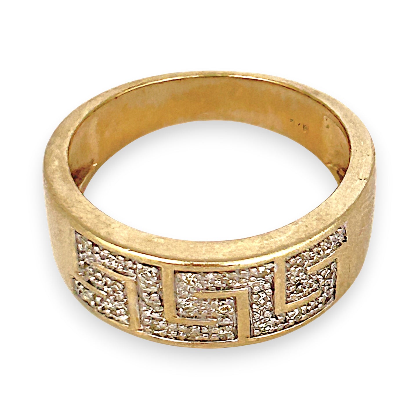 GOLD DEAL | 9K (9ct) Gold Greek Key Style Diamond Refurbished Ring Valuation $1,850