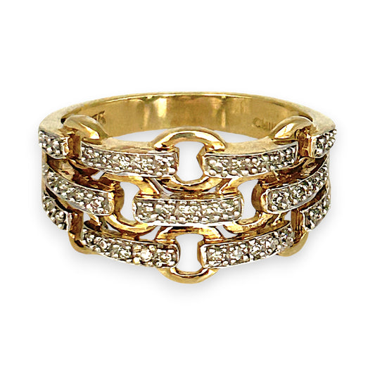 GOLD DEAL | 9ct (9K) Gold Diamond Link Band Ring Valuation $1,800