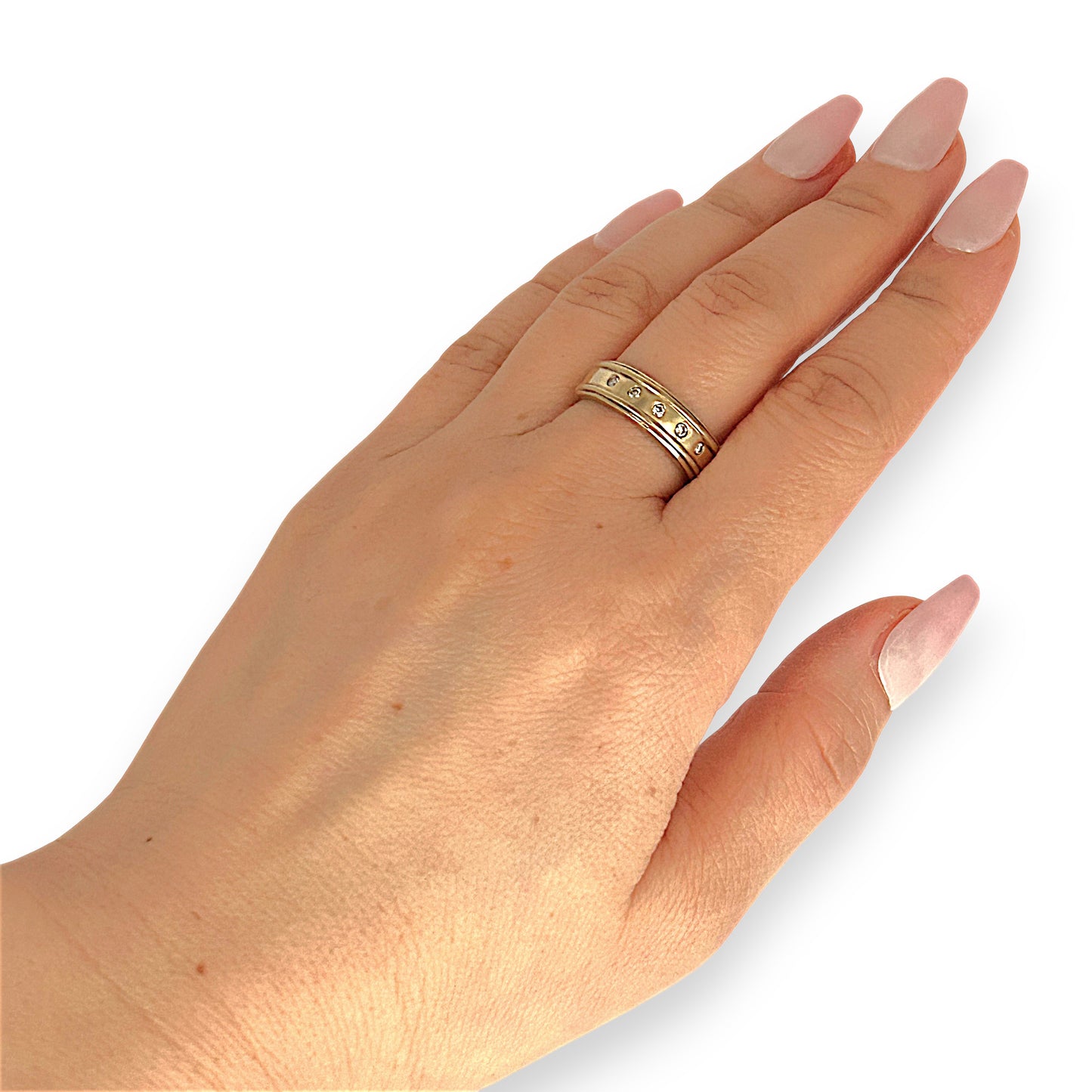 GOLD DEAL | 9ct (9K) Gold Diamond Eternity Band Size O 1/2