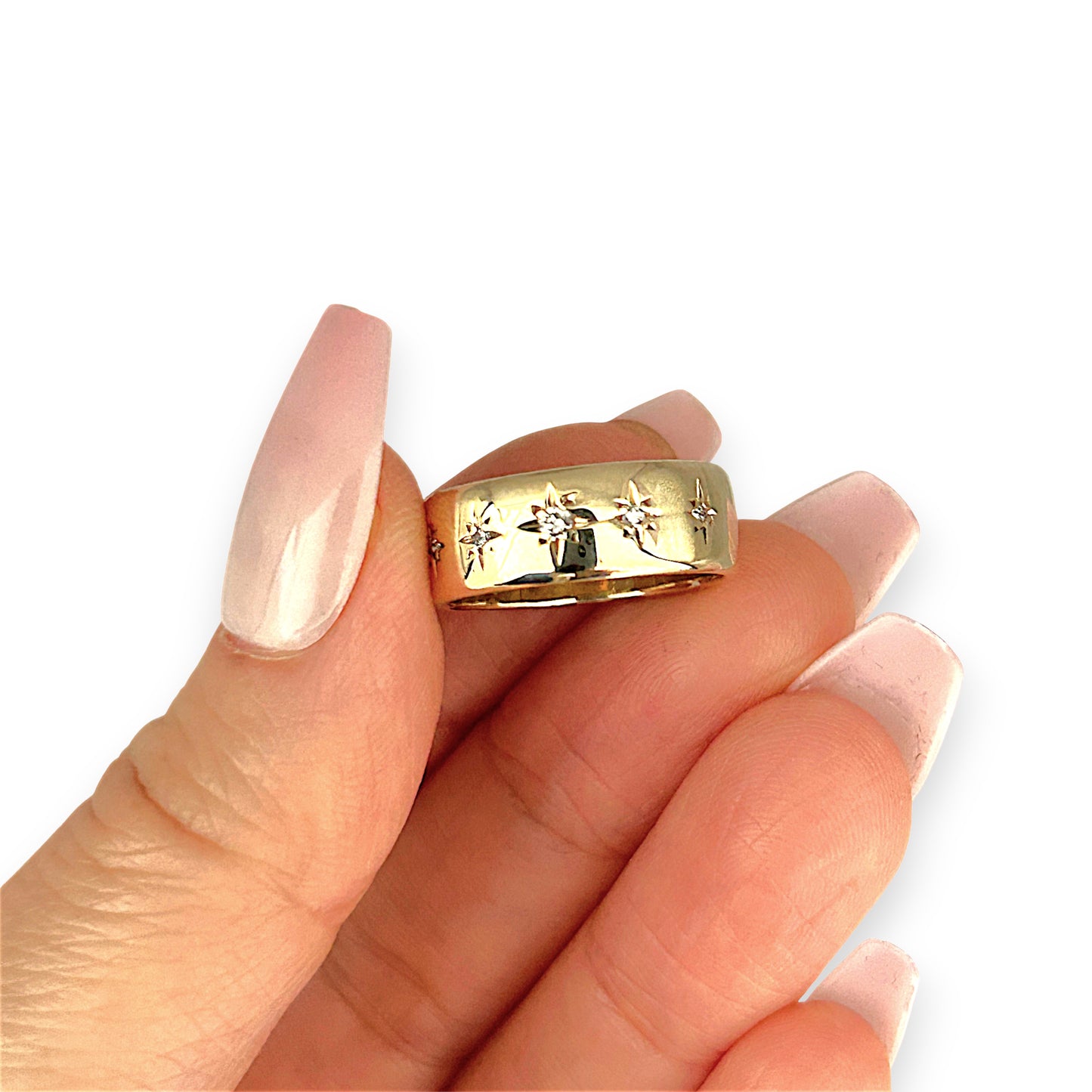 GOLD DEAL | 9ct (9K) Gold Diamond and Five Star Band Refurbished