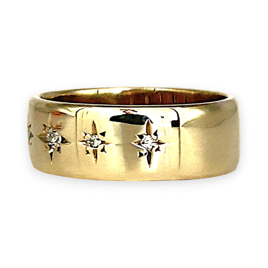 GOLD DEAL | 9ct (9K) Gold Diamond and Five Star Band Refurbished