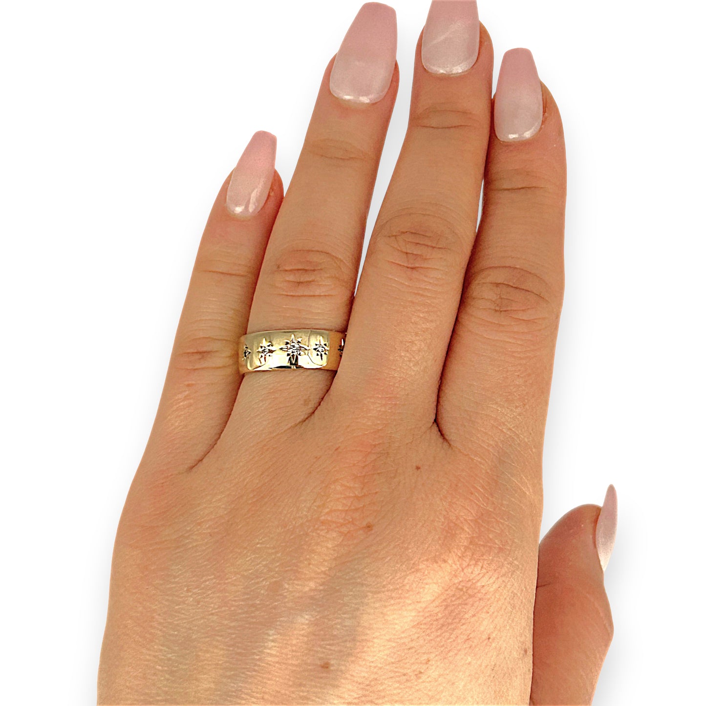 GOLD DEAL | 9ct (9K) Gold Diamond and Five Star Band Refurbished