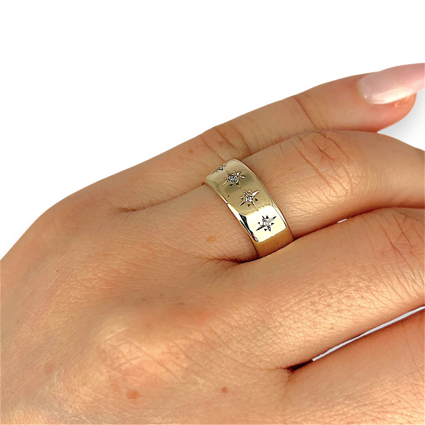 GOLD DEAL | 9ct (9K) Gold Diamond and Five Star Band Refurbished