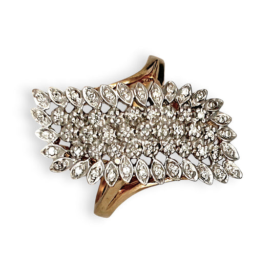 GOLD DEAL | 9ct (9K) Gold Divine Diamond 0.25ct Cluster Ring Valuation $1,550