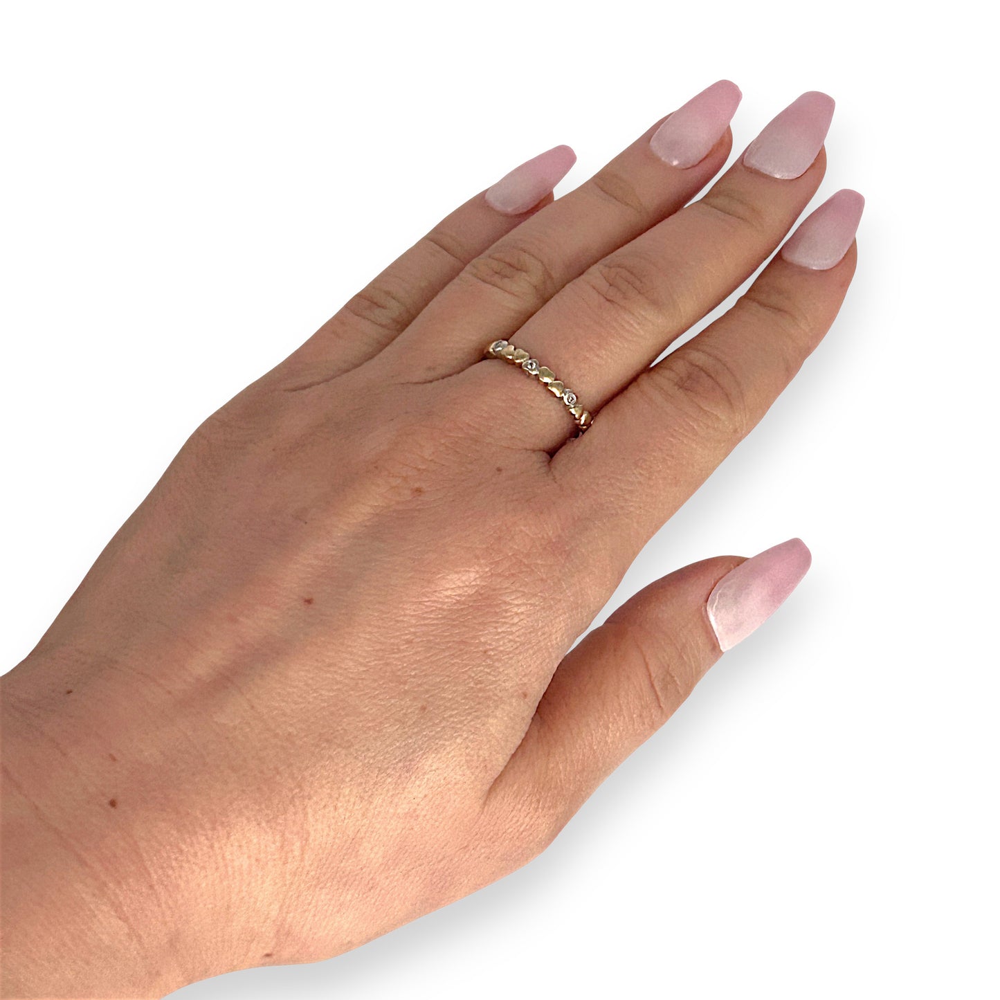 GOLD DEAL | 9ct (9K) Y/W Gold Heart of Gold Diamond Ring Size O