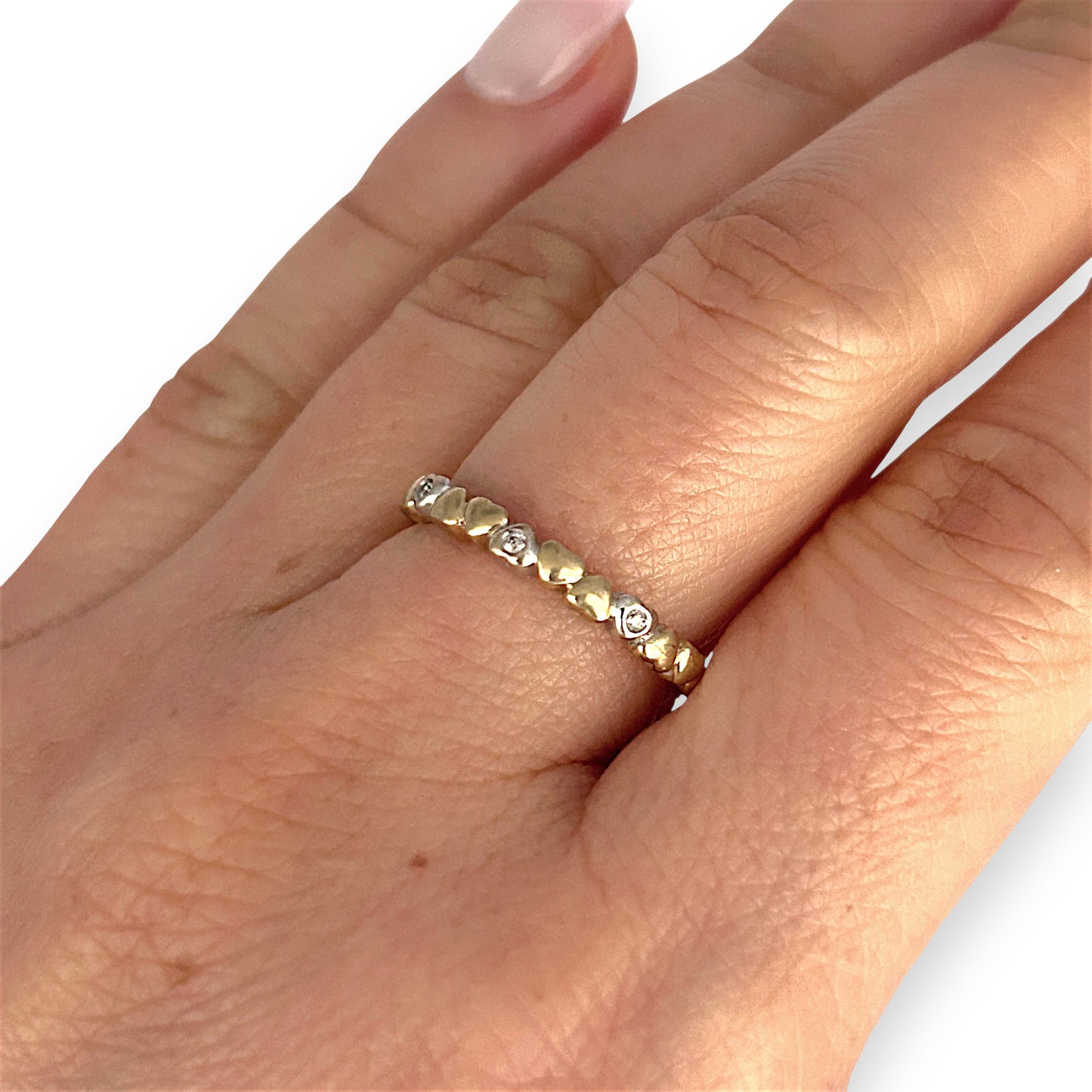 GOLD DEAL | 9ct (9K) Y/W Gold Heart of Gold Diamond Ring Size O
