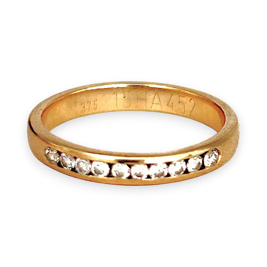 GOLD DEAL | 9ct (9K) Gold Brilliance Band Ring with Diamonds Size M