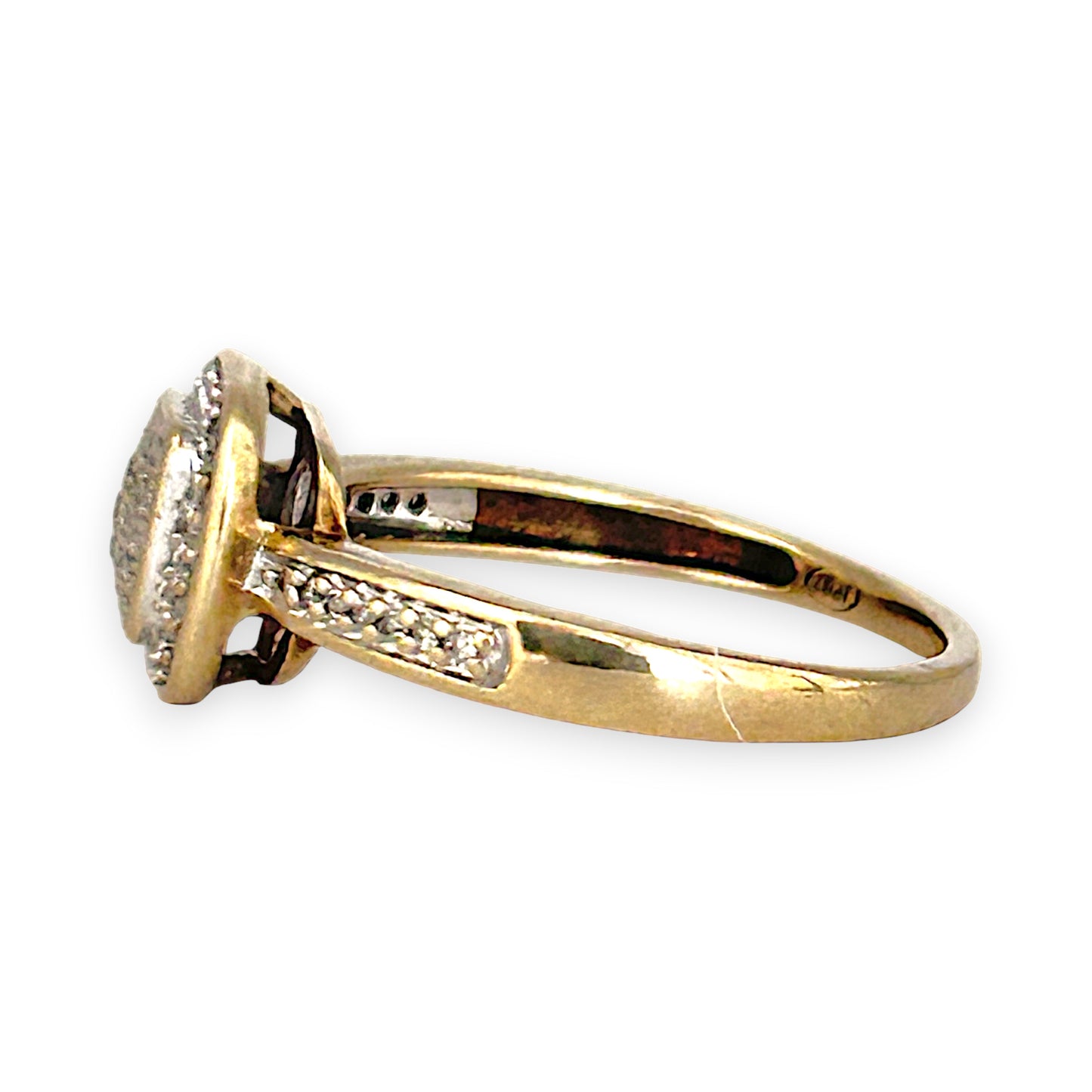 GOLD DEAL | 9ct (9K) Gold Square Cluster Diamond 0.27ct Refurbished Ring Valuation $1,450