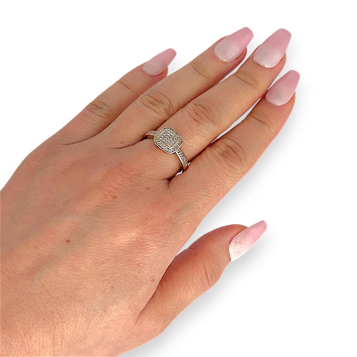 GOLD DEAL | 9ct (9K) Gold Square Cluster Diamond 0.27ct Refurbished Ring Valuation $1,450