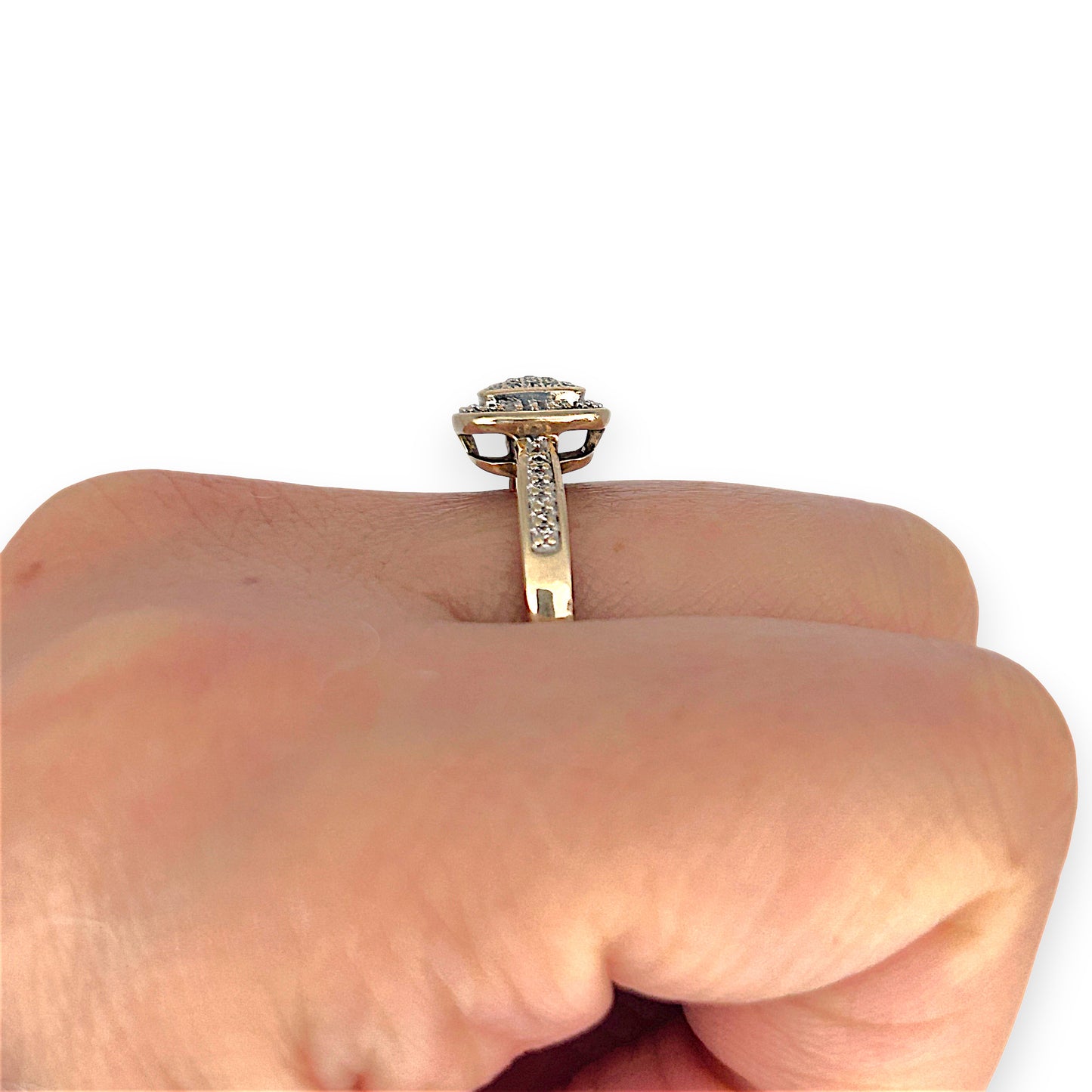 GOLD DEAL | 9ct (9K) Gold Square Cluster Diamond 0.27ct Refurbished Ring Valuation $1,450