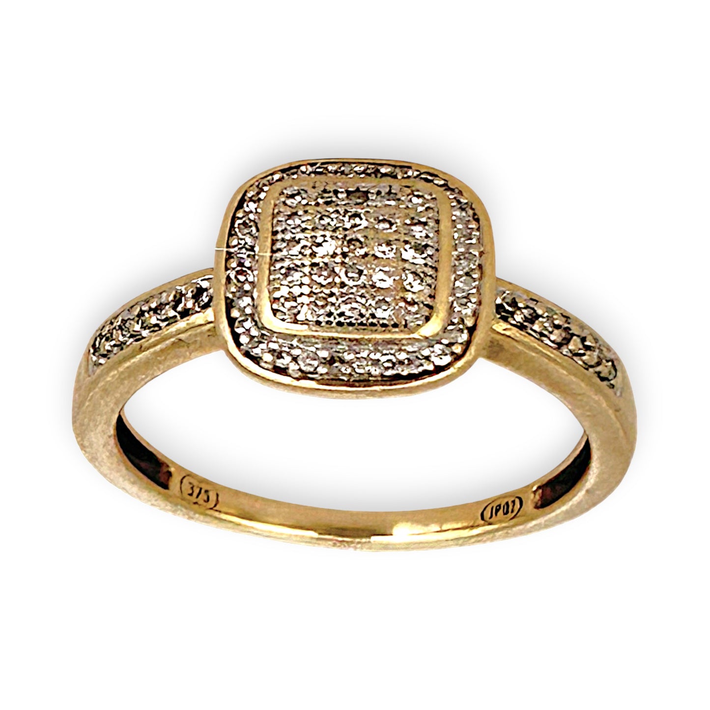 GOLD DEAL | 9ct (9K) Gold Square Cluster Diamond 0.27ct Refurbished Ring Valuation $1,450
