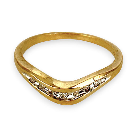 GOLD DEAL | 9ct (9K) Gold Velora Diamond Wave Ring Size L