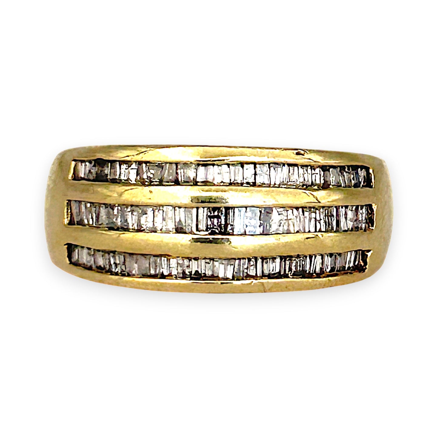 GOLD DEAL | 9ct (9K) Gold Triple Row Channel-Set Diamond 0.35ct Ring Valuation $1,650