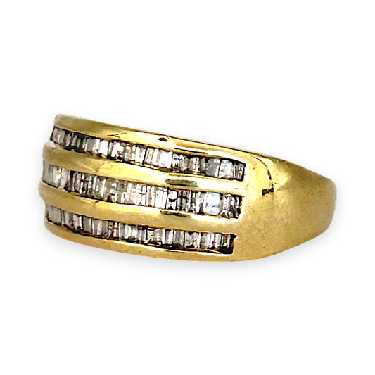 GOLD DEAL | 9ct (9K) Gold Triple Row Channel-Set Diamond 0.35ct Ring Valuation $1,650