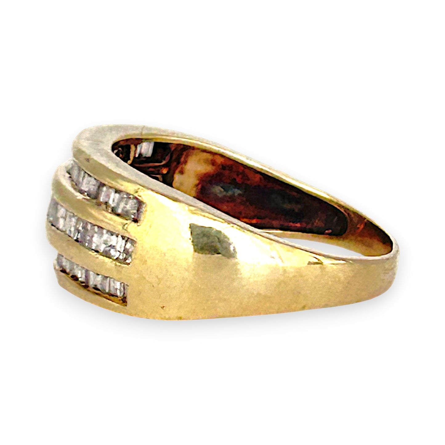 GOLD DEAL | 9ct (9K) Gold Triple Row Channel-Set Diamond 0.35ct Ring Valuation $1,650