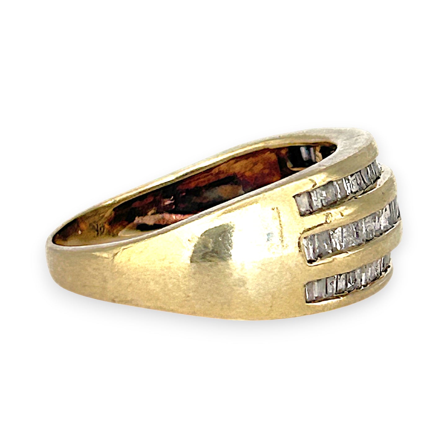 GOLD DEAL | 9ct (9K) Gold Triple Row Channel-Set Diamond 0.35ct Ring Valuation $1,650