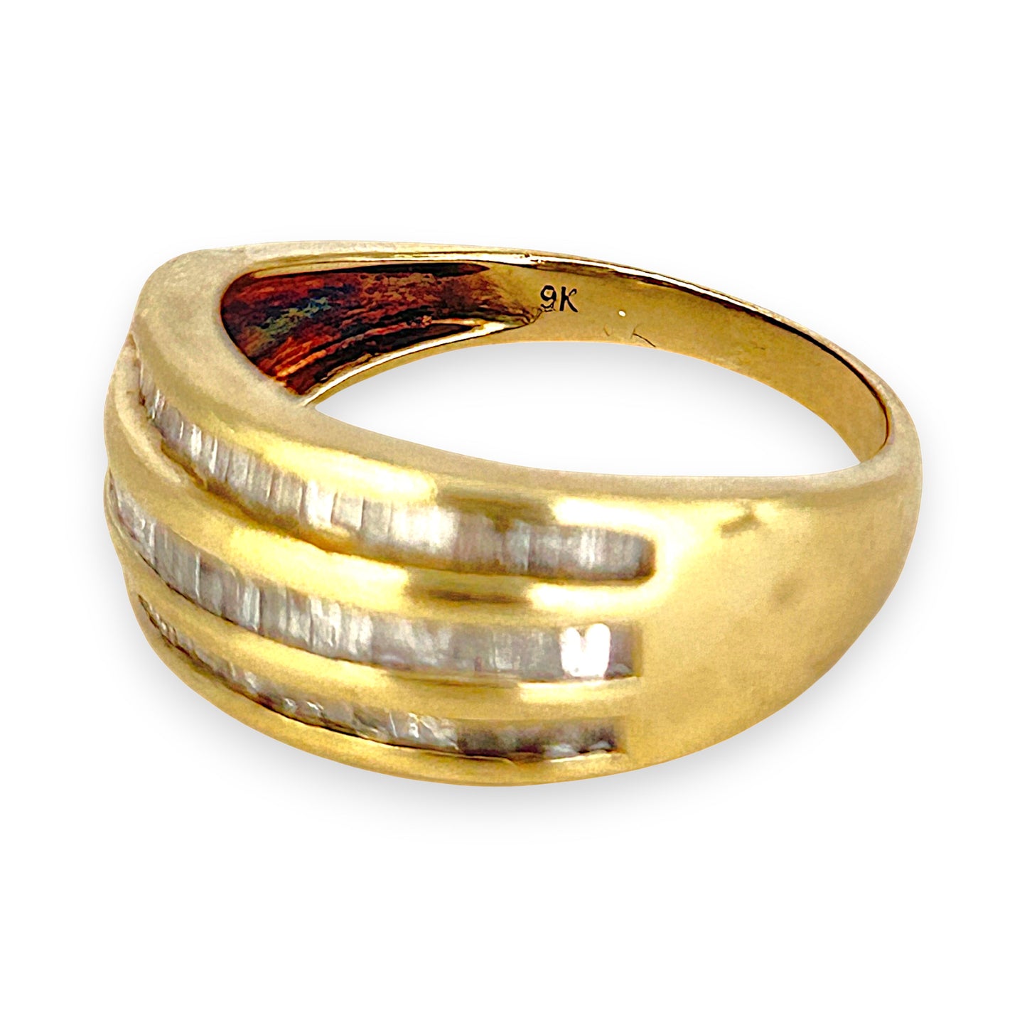 GOLD DEAL | 9ct (9K) Gold Triple Row Channel-Set Diamond 0.35ct Ring Valuation $1,650