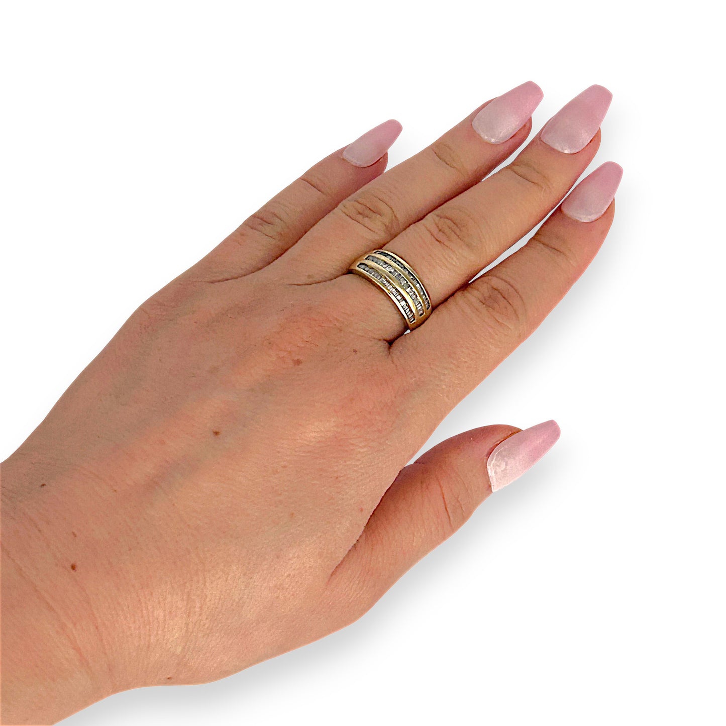 GOLD DEAL | 9ct (9K) Gold Triple Row Channel-Set Diamond 0.35ct Ring Valuation $1,650