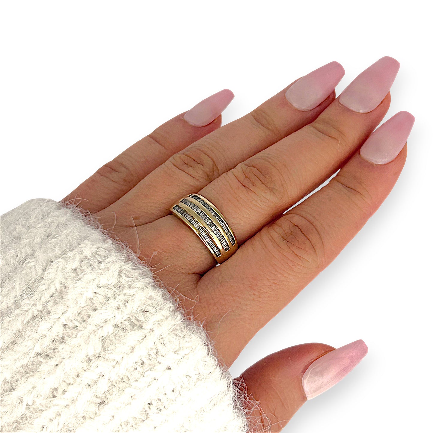 GOLD DEAL | 9ct (9K) Gold Triple Row Channel-Set Diamond 0.35ct Ring Valuation $1,650