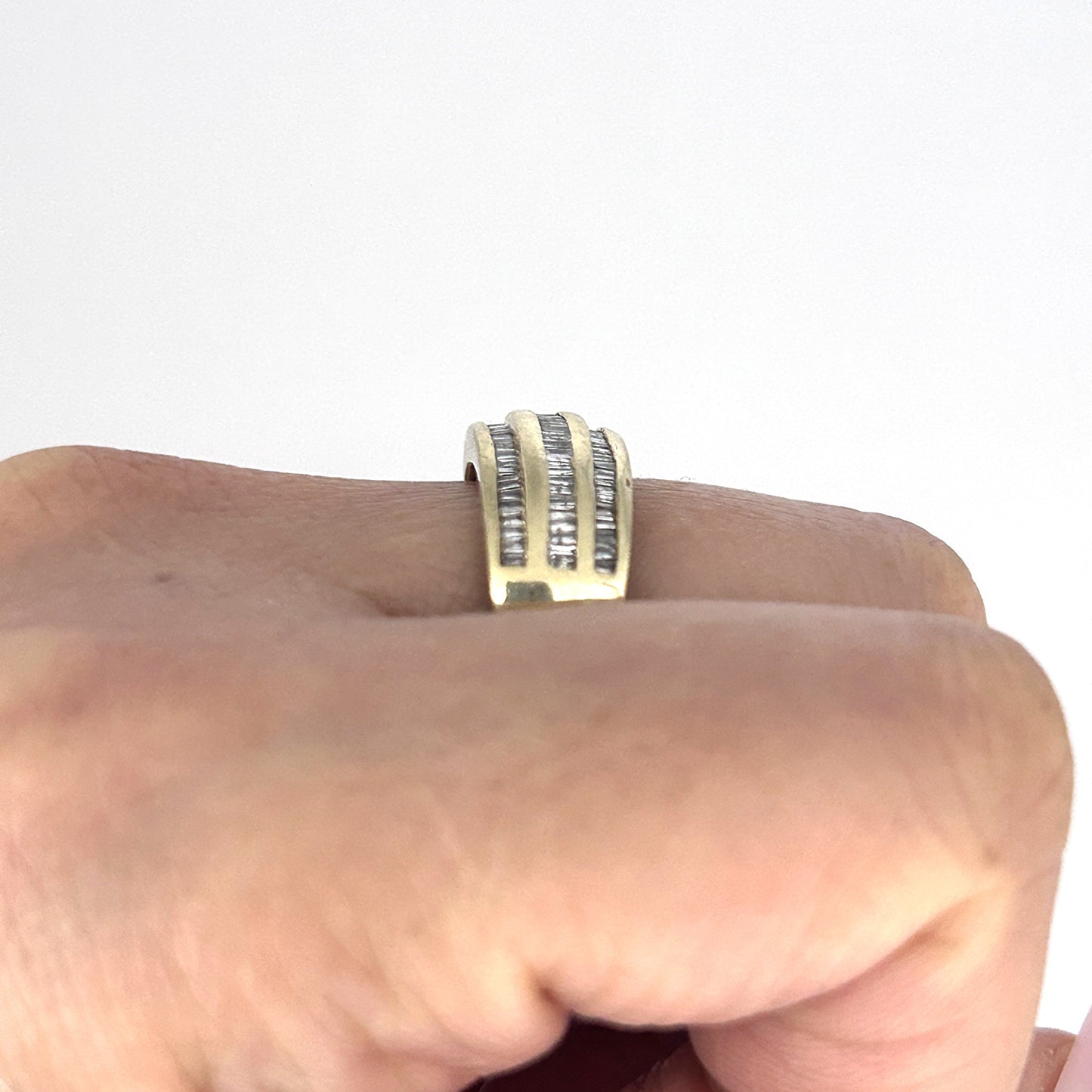 GOLD DEAL | 9ct (9K) Gold Triple Row Channel-Set Diamond 0.35ct Ring Valuation $1,650