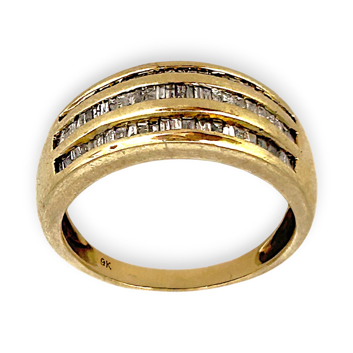 GOLD DEAL | 9ct (9K) Gold Triple Row Channel-Set Diamond 0.35ct Ring Valuation $1,650