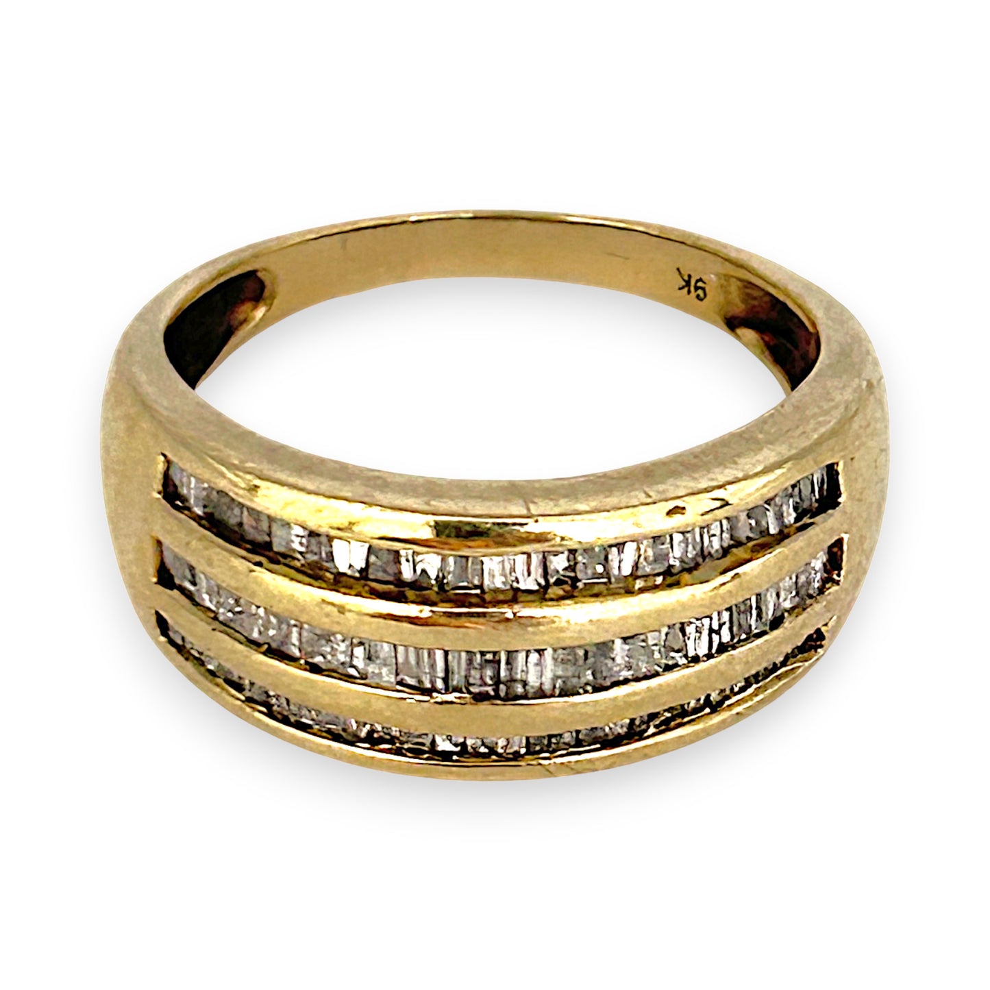 GOLD DEAL | 9ct (9K) Gold Triple Row Channel-Set Diamond 0.35ct Ring Valuation $1,650