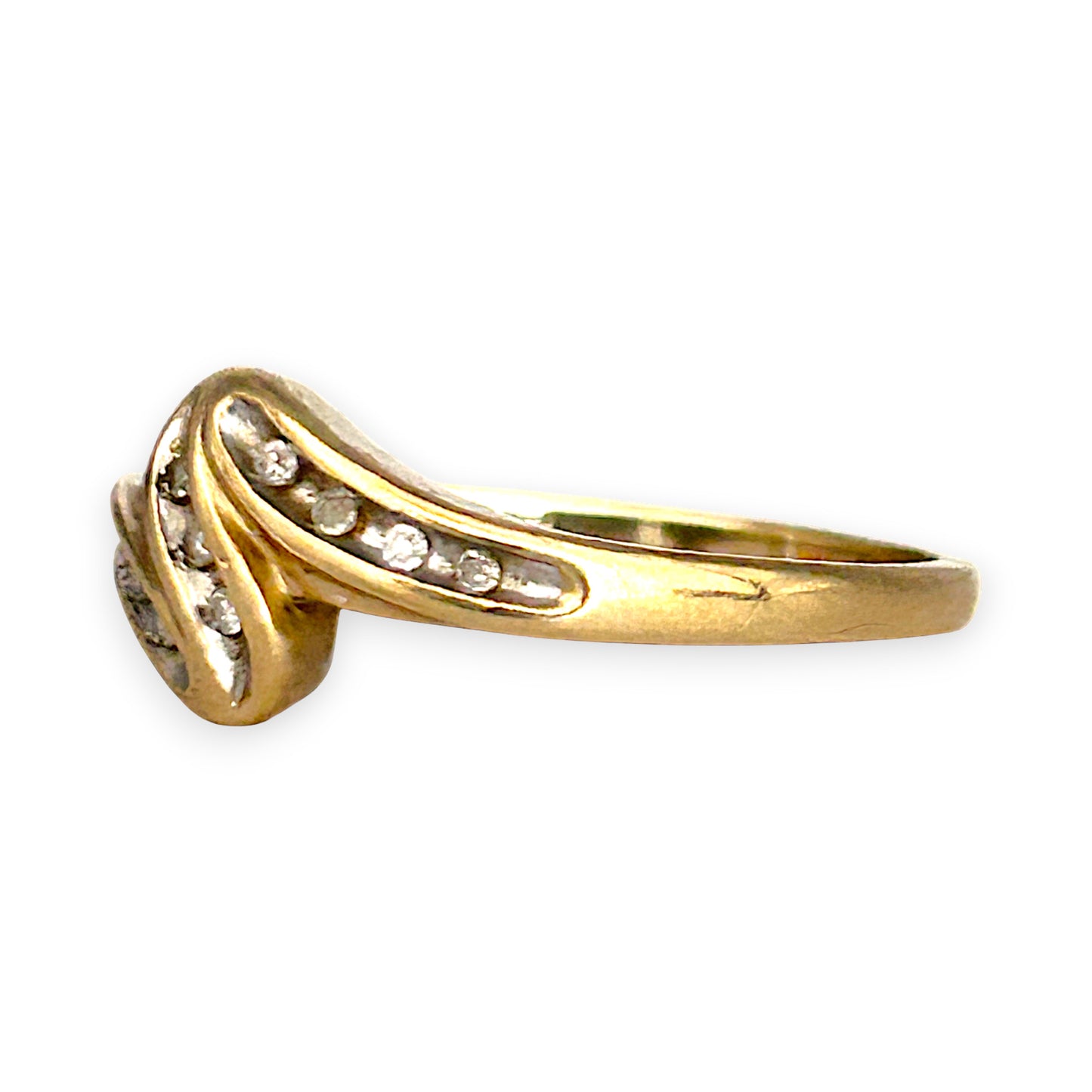 GOLD DEAL | 9ct (9K) Gold Twist of Brilliance Ring with Diamonds Size P 1/2