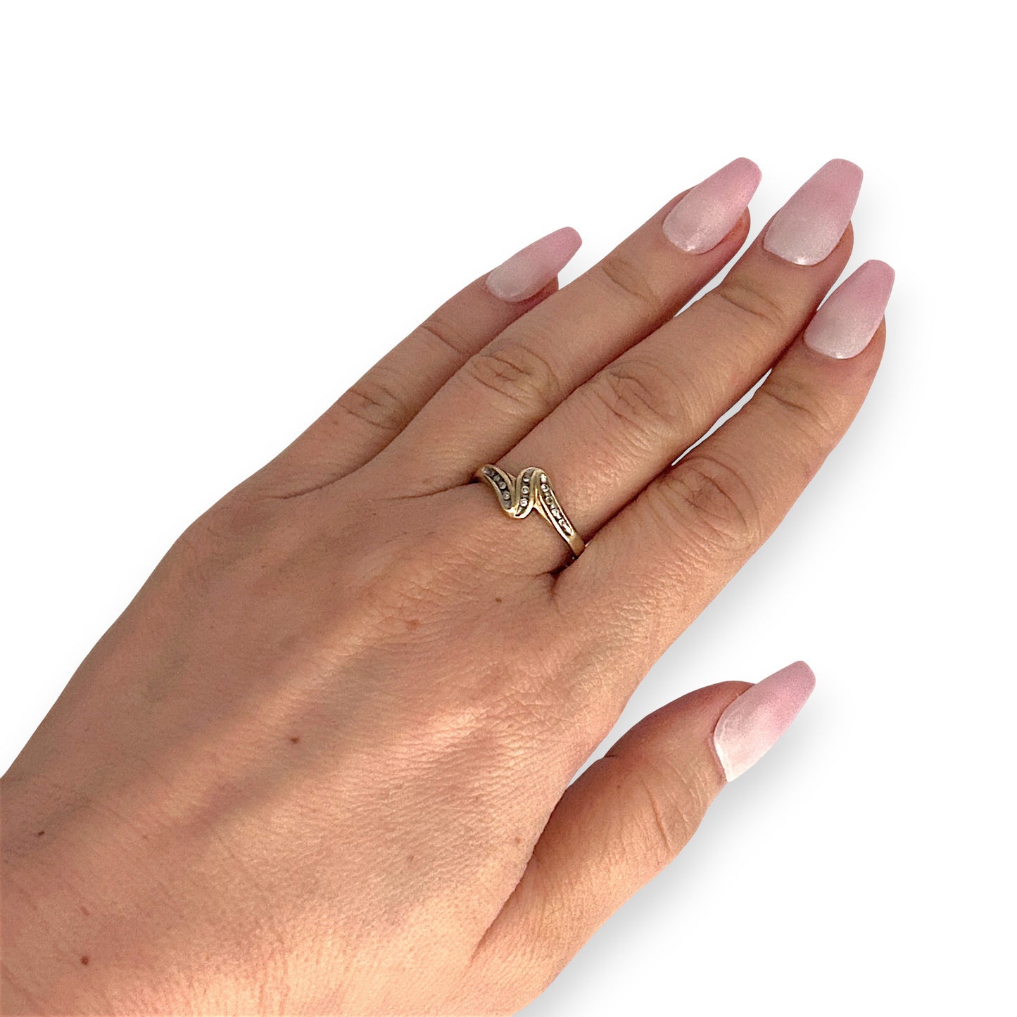 GOLD DEAL | 9ct (9K) Gold Twist of Brilliance Ring with Diamonds Size P 1/2