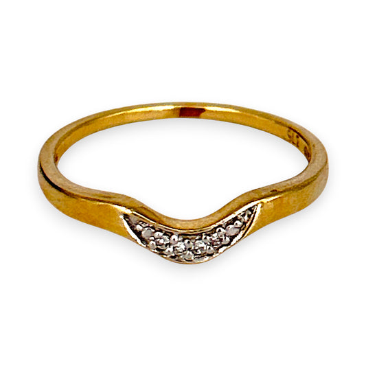 GOLD DEAL | 9ct (9K) Gold Golden Curve Diamond Ring Size O 1/2