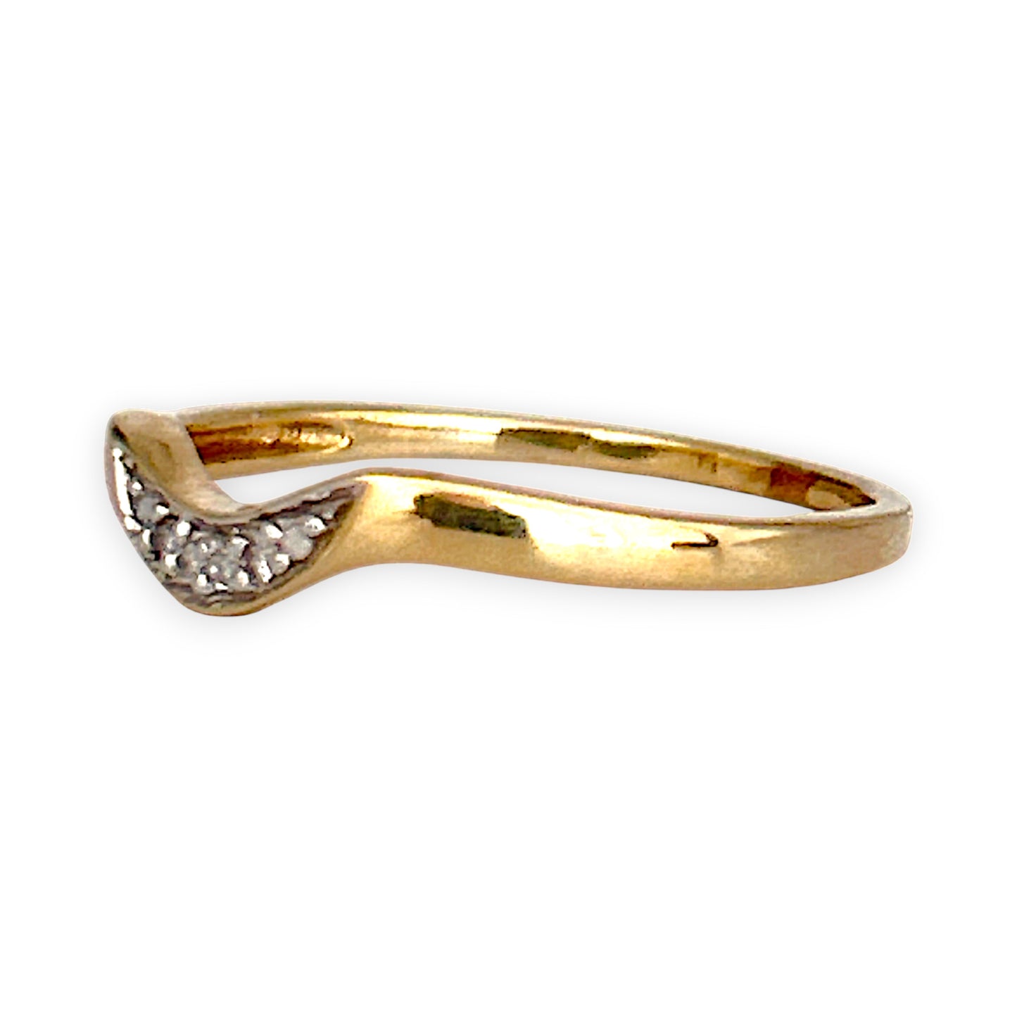 GOLD DEAL | 9ct (9K) Gold Golden Curve Diamond Ring Size O 1/2