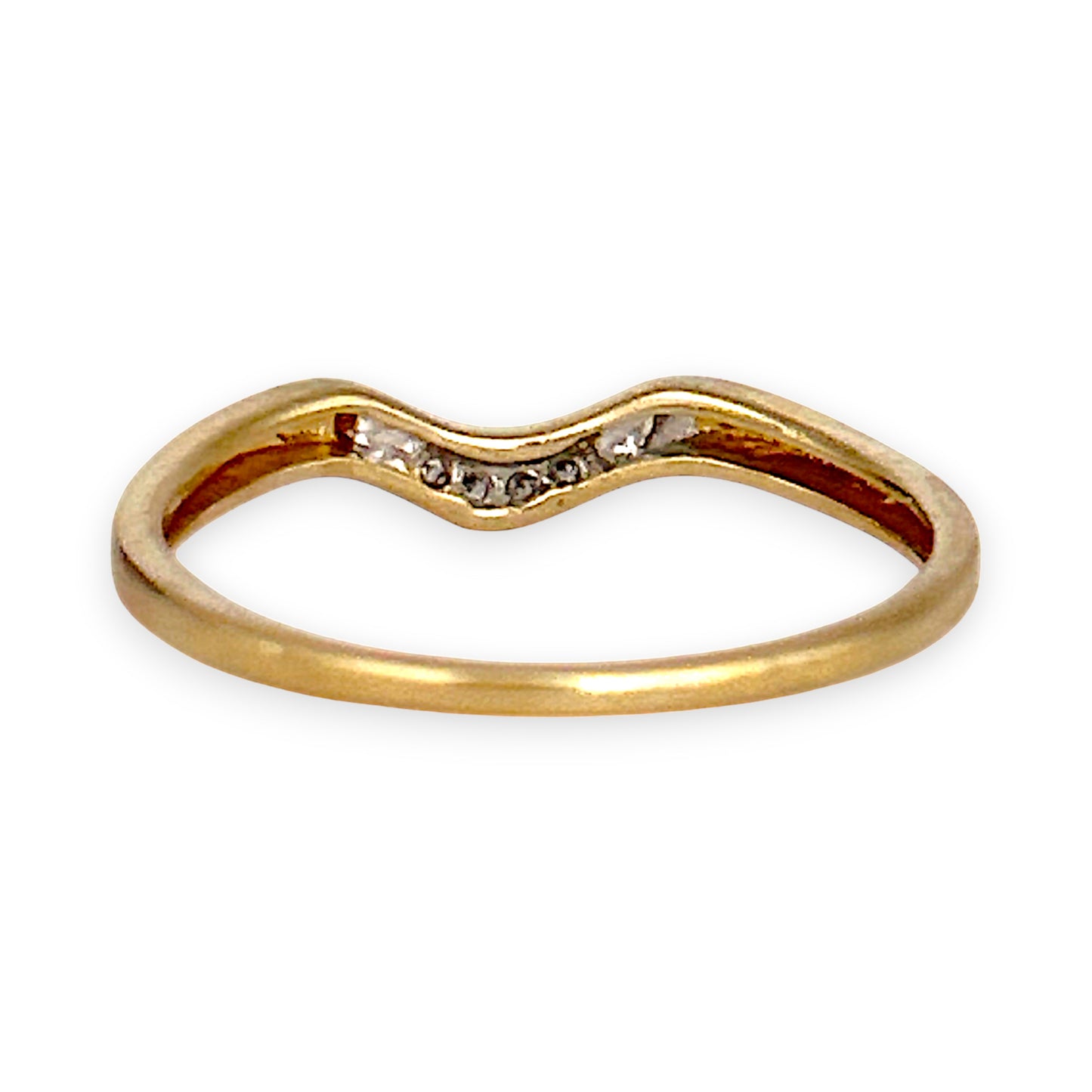 GOLD DEAL | 9ct (9K) Gold Golden Curve Diamond Ring Size O 1/2