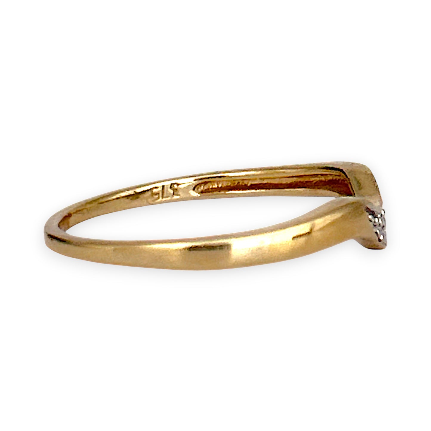GOLD DEAL | 9ct (9K) Gold Golden Curve Diamond Ring Size O 1/2