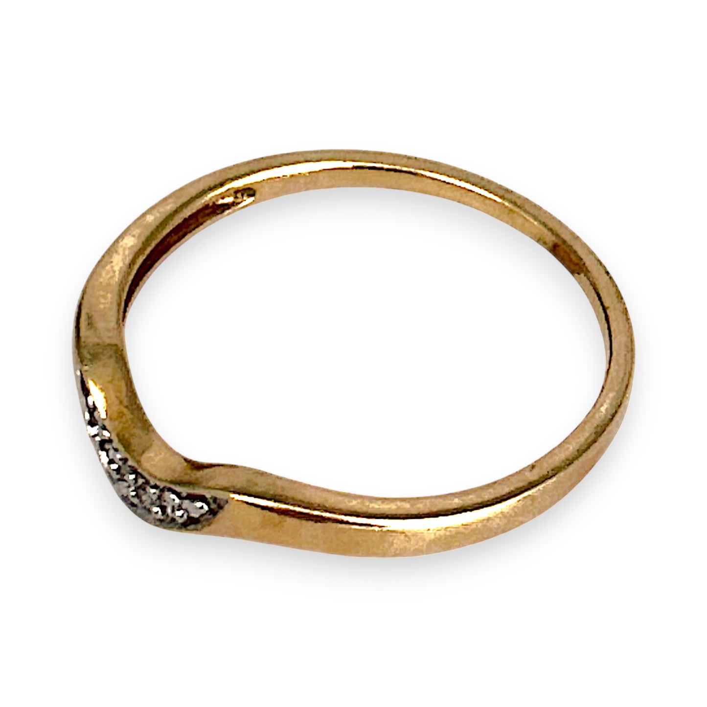GOLD DEAL | 9ct (9K) Gold Golden Curve Diamond Ring Size O 1/2