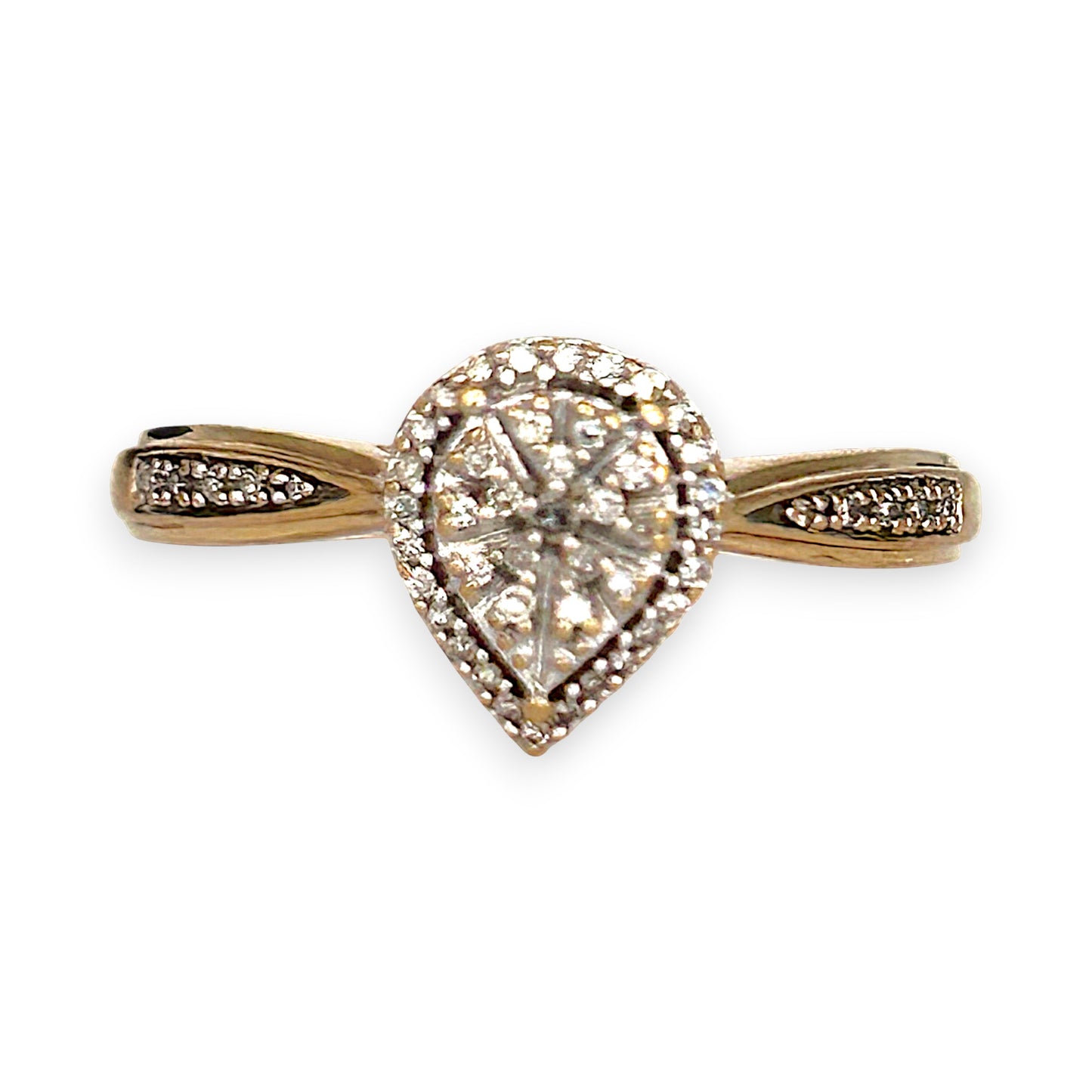 GOLD DEAL | 9ct (9K) Gold Radiant Teardrop Diamond Ring N 1/2