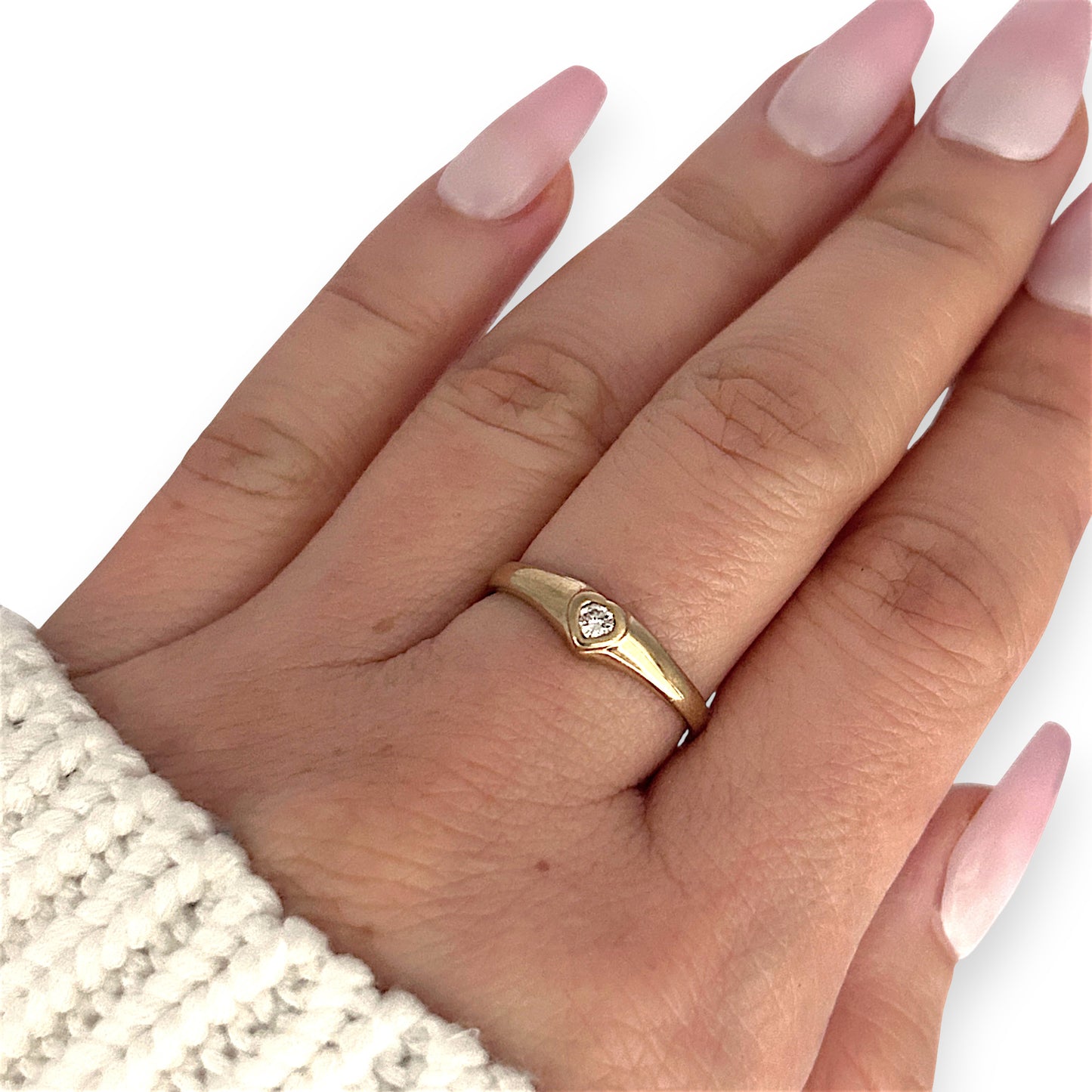 GOLD DEAL | 9ct (9K) Gold Heartlight Diamond Ring Size M 1/2