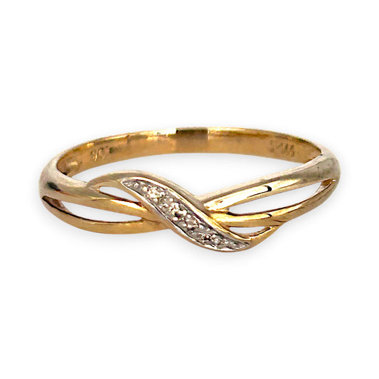 GOLD DEAL | 9ct (9K) Gold Graceful Crossover Diamond Ring by Prouds