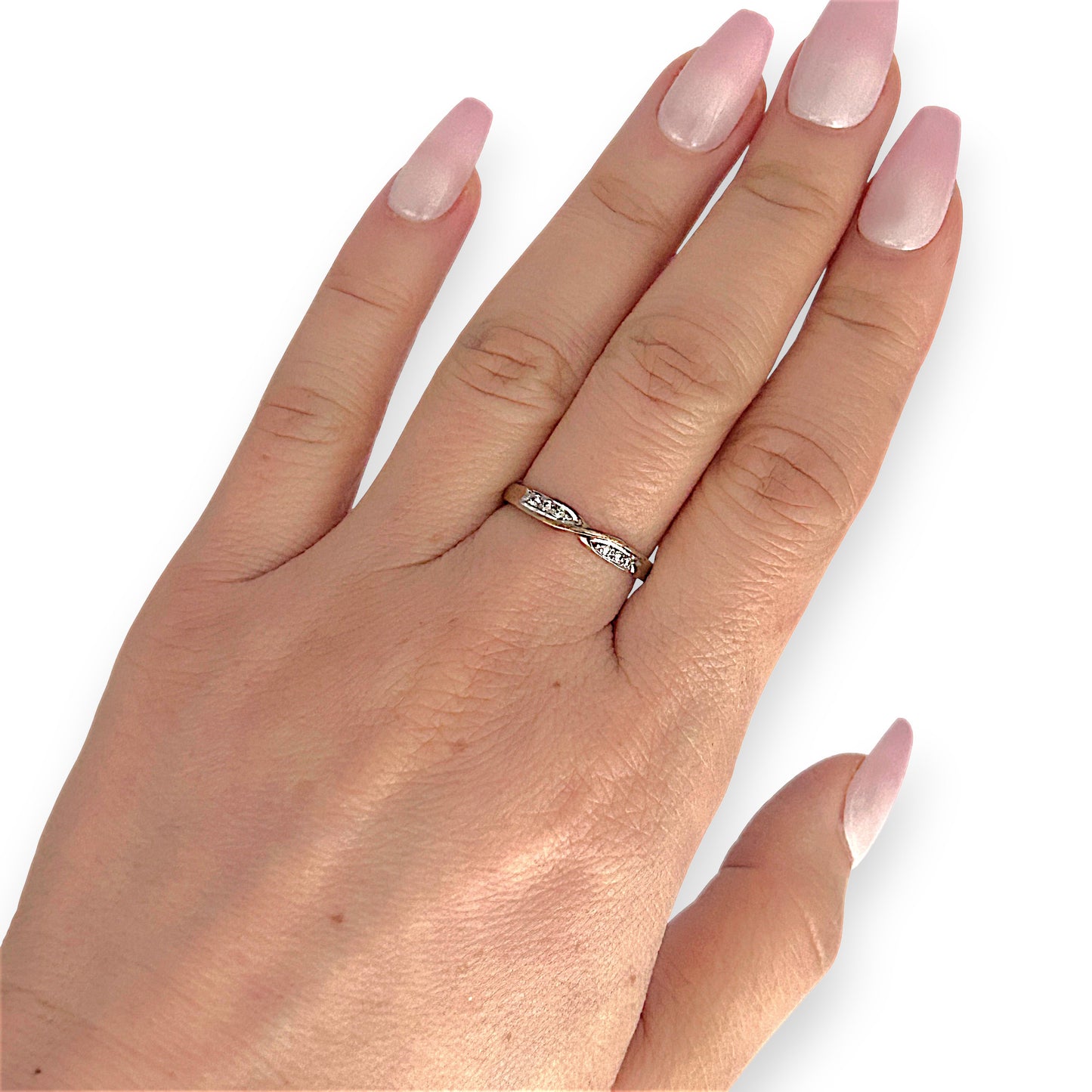 GOLD DEAL | 9ct (9K) Gold Twilight Twist Diamond Ring Size M 1/2