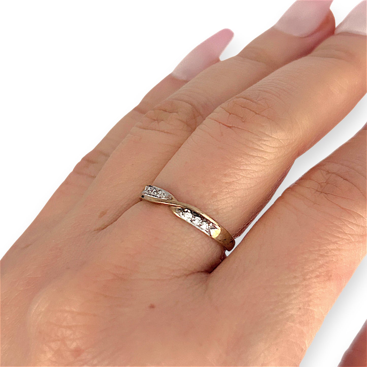 GOLD DEAL | 9ct (9K) Gold Twilight Twist Diamond Ring Size M 1/2