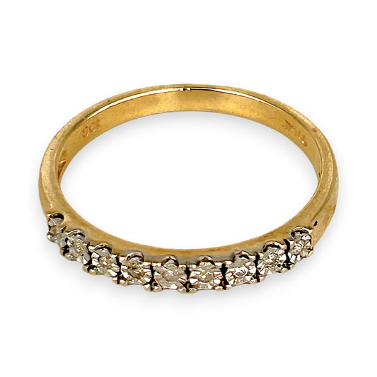 GOLD DEAL | 9ct (9K) Gold PROUNDS Refurbished Lustre Line Diamond Ring Size O