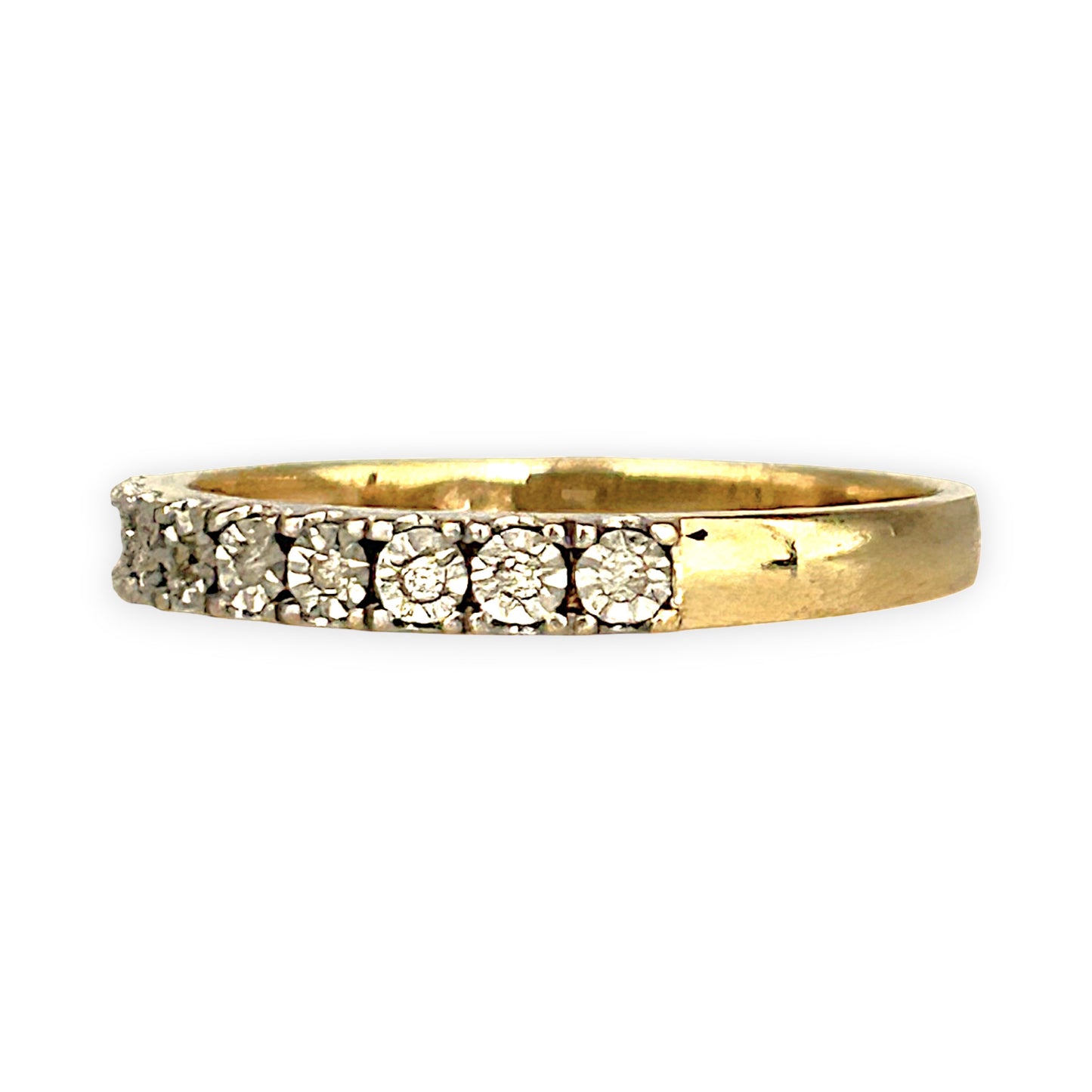 GOLD DEAL | 9ct (9K) Gold PROUNDS Refurbished Lustre Line Diamond Ring Size O