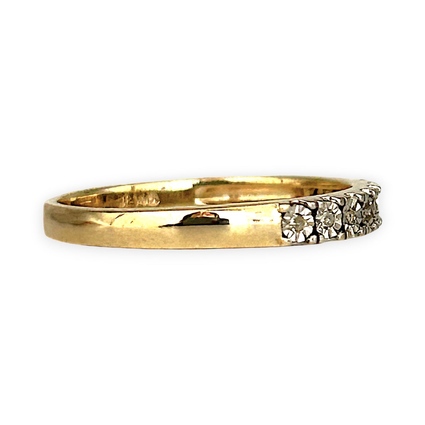 GOLD DEAL | 9ct (9K) Gold PROUNDS Refurbished Lustre Line Diamond Ring Size O