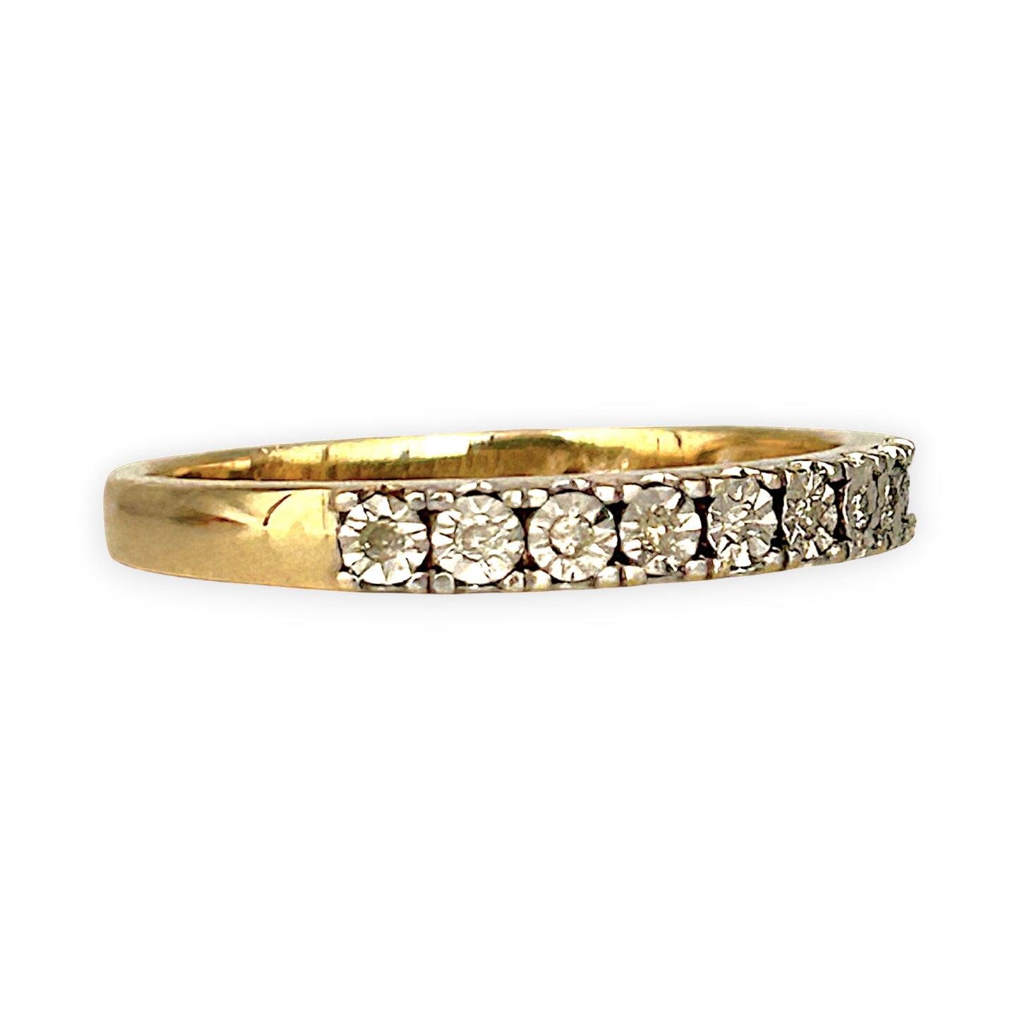 GOLD DEAL | 9ct (9K) Gold PROUNDS Refurbished Lustre Line Diamond Ring Size O