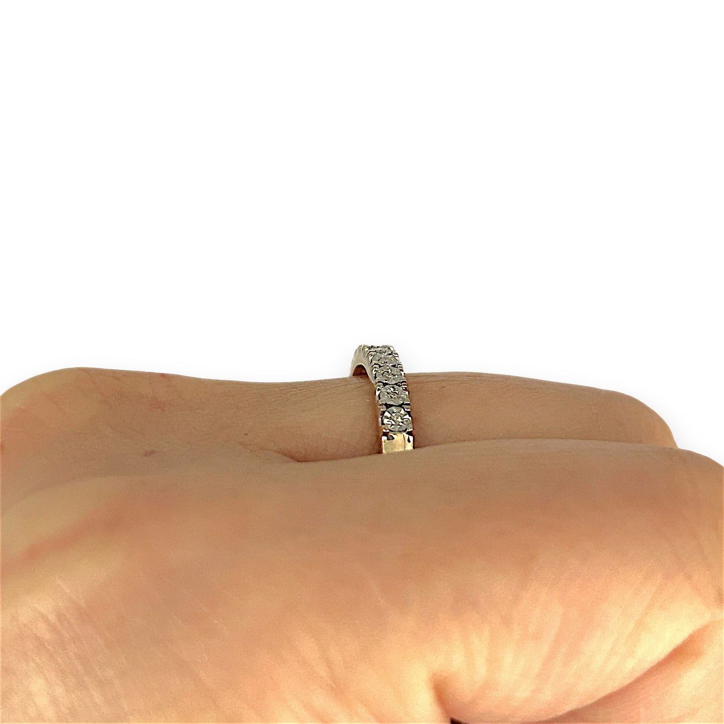 GOLD DEAL | 9ct (9K) Gold PROUNDS Refurbished Lustre Line Diamond Ring Size O